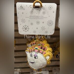 Disney Parks Beauty & the Beast Mrs. Potts Beaded Plush Christmas Ornament NEW